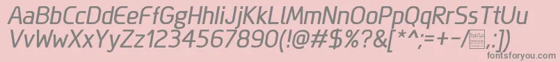 フォントMegiSansItalicDemo – ピンクの背景に灰色の文字