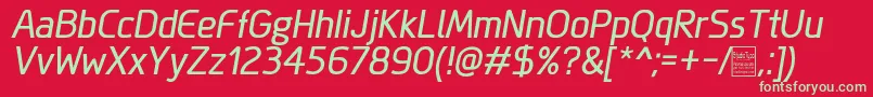 MegiSansItalicDemo Font – Green Fonts on Red Background