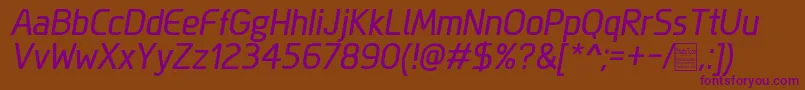 MegiSansItalicDemo-Schriftart – Violette Schriften auf braunem Hintergrund