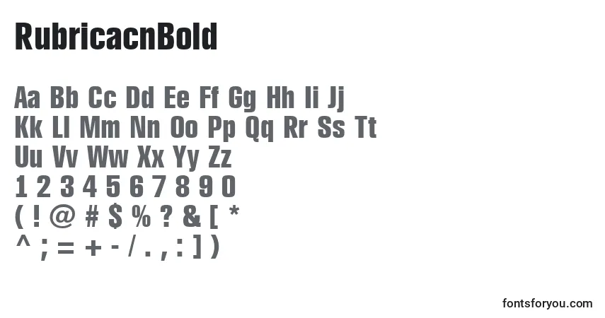 A fonte RubricacnBold – alfabeto, números, caracteres especiais