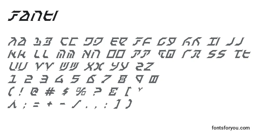 Schriftart Fanti – Alphabet, Zahlen, spezielle Symbole