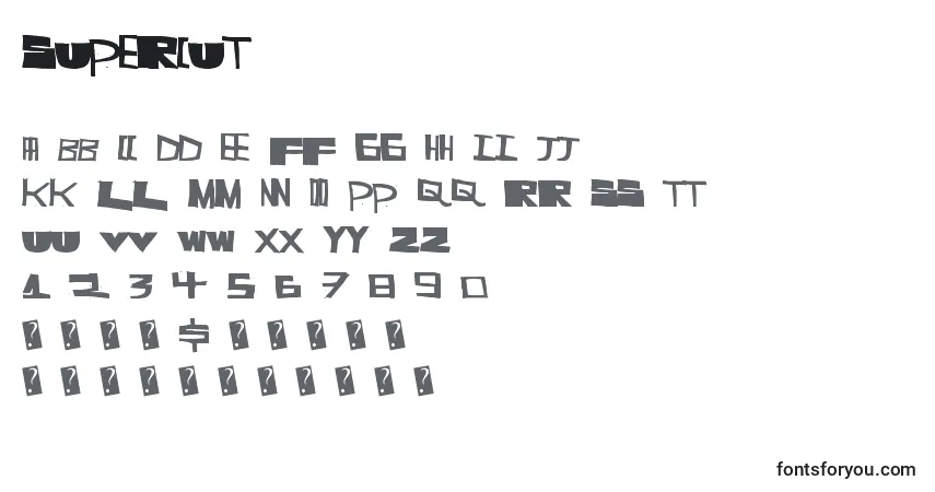 Czcionka Supercut – alfabet, cyfry, specjalne znaki