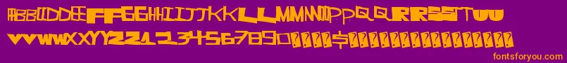 Supercut-Schriftart – Orangefarbene Schriften auf violettem Hintergrund