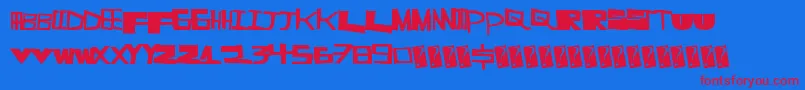Supercut Font – Red Fonts on Blue Background