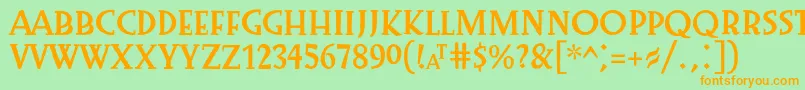 Fonte Preissig1918 – fontes laranjas em um fundo verde