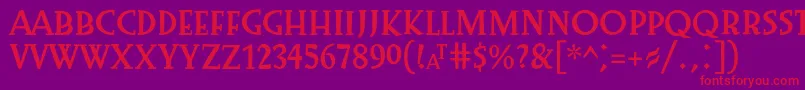 Preissig1918-Schriftart – Rote Schriften auf violettem Hintergrund