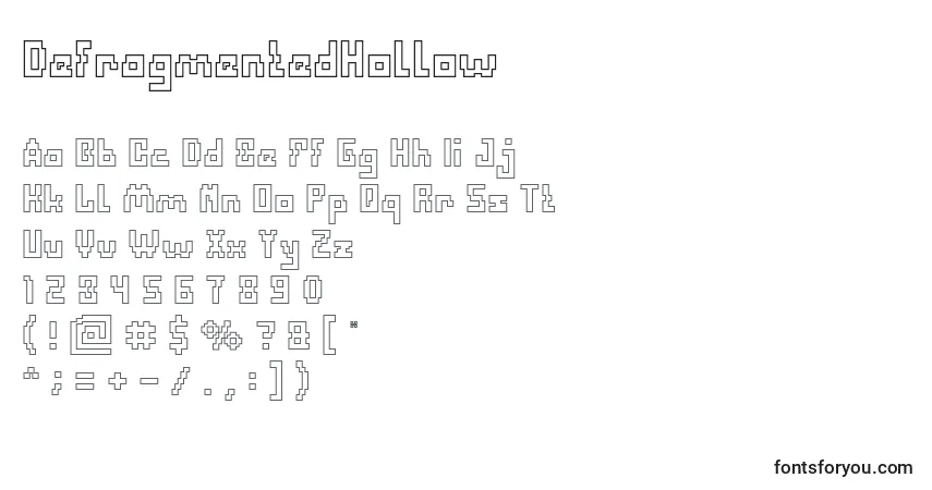 Fuente DefragmentedHollow - alfabeto, números, caracteres especiales