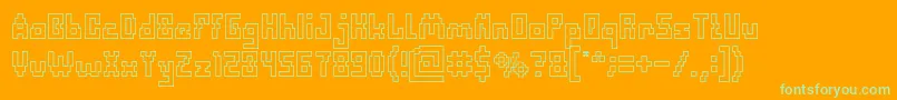 DefragmentedHollow Font – Green Fonts on Orange Background