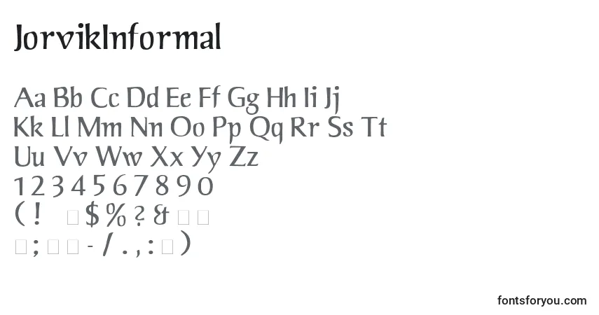 A fonte JorvikInformal – alfabeto, números, caracteres especiais