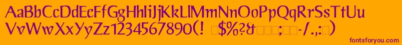JorvikInformal Font – Purple Fonts on Orange Background