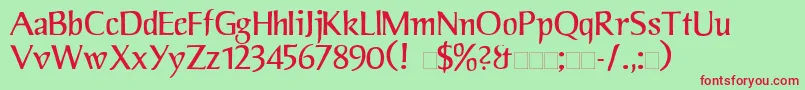 JorvikInformal Font – Red Fonts on Green Background