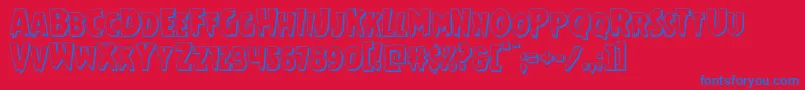 Mrsmonster3D-Schriftart – Blaue Schriften auf rotem Hintergrund
