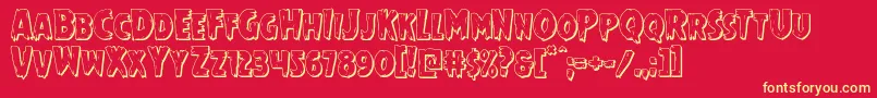 Mrsmonster3D Font – Yellow Fonts on Red Background