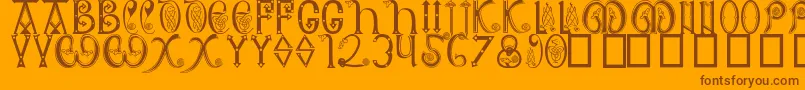 AngloSaxon8thC-Schriftart – Braune Schriften auf orangefarbenem Hintergrund