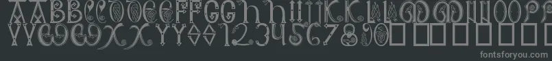 AngloSaxon8thC-fontti – harmaat kirjasimet mustalla taustalla