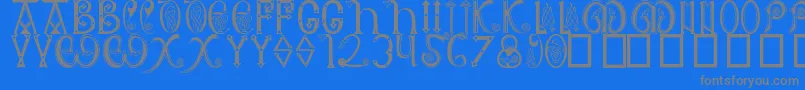 AngloSaxon8thC-Schriftart – Graue Schriften auf blauem Hintergrund