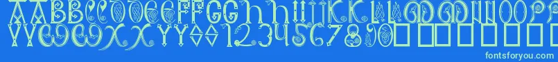 AngloSaxon8thC Font – Green Fonts on Blue Background