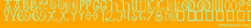 AngloSaxon8thC Font – Green Fonts on Orange Background