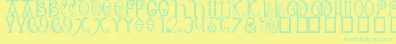 AngloSaxon8thC Font – Green Fonts on Yellow Background