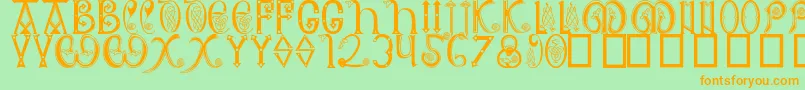 AngloSaxon8thC-Schriftart – Orangefarbene Schriften auf grünem Hintergrund