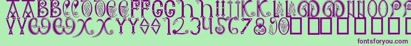 AngloSaxon8thC-Schriftart – Violette Schriften auf grünem Hintergrund