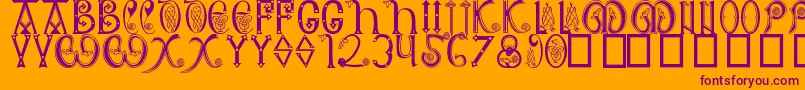 AngloSaxon8thC-Schriftart – Violette Schriften auf orangefarbenem Hintergrund