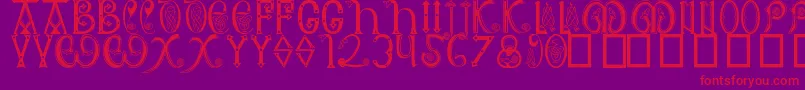 AngloSaxon8thC-Schriftart – Rote Schriften auf violettem Hintergrund