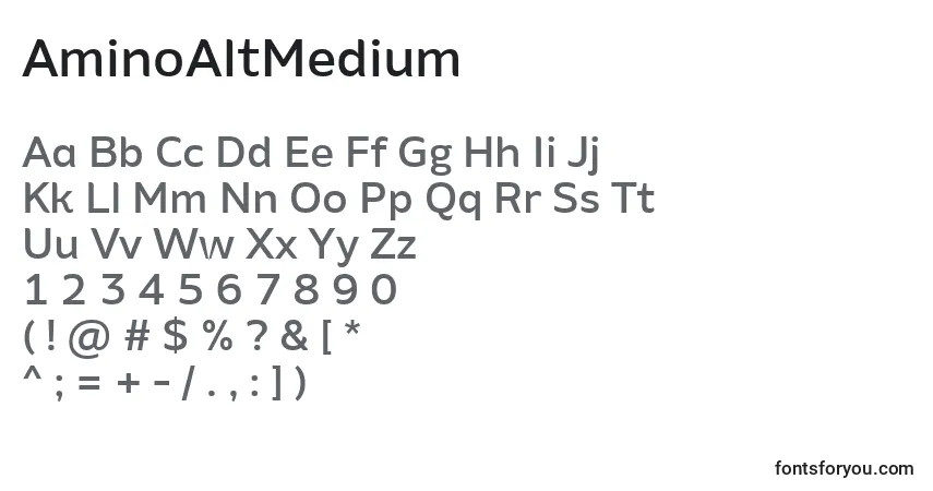 Czcionka AminoAltMedium – alfabet, cyfry, specjalne znaki