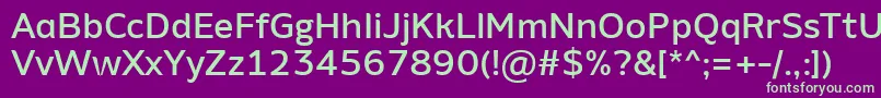 AminoAltMedium-Schriftart – Grüne Schriften auf violettem Hintergrund