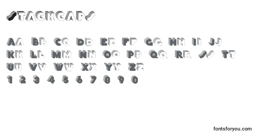 Schriftart Stackcaps – Alphabet, Zahlen, spezielle Symbole