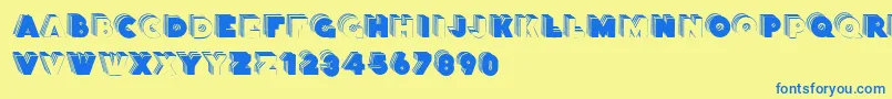 Stackcaps Font – Blue Fonts on Yellow Background