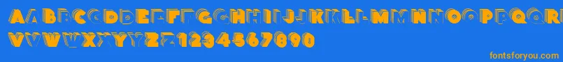 Stackcaps Font – Orange Fonts on Blue Background