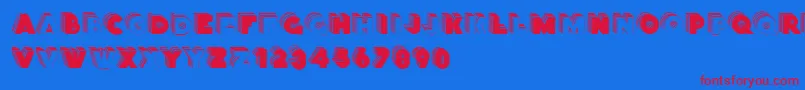 Stackcaps Font – Red Fonts on Blue Background