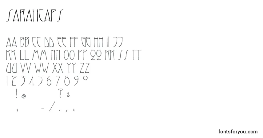 Czcionka Sarahcaps – alfabet, cyfry, specjalne znaki