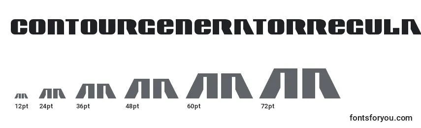 Размеры шрифта ContourgeneratorRegular