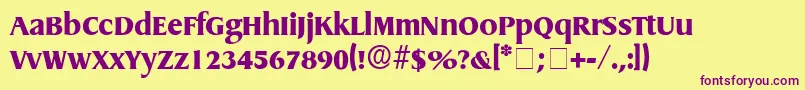 BaryonDisplaySsi-Schriftart – Violette Schriften auf gelbem Hintergrund