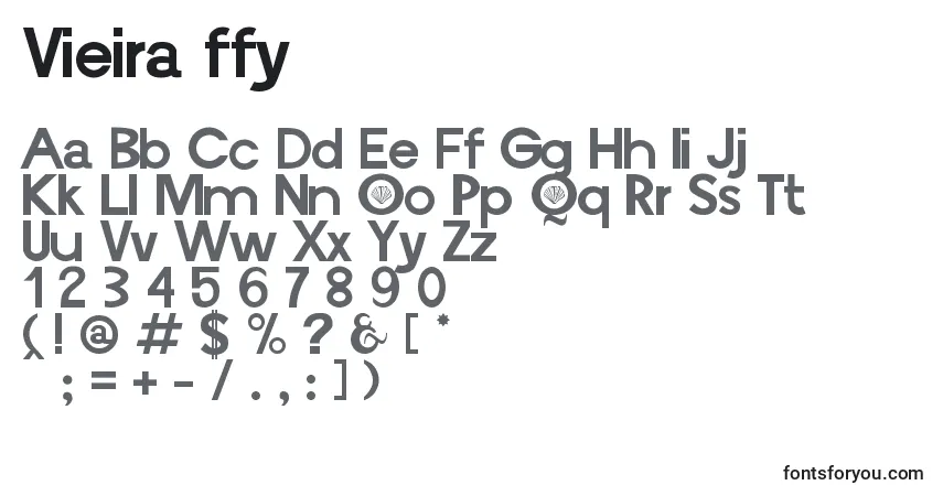 A fonte Vieira ffy – alfabeto, números, caracteres especiais