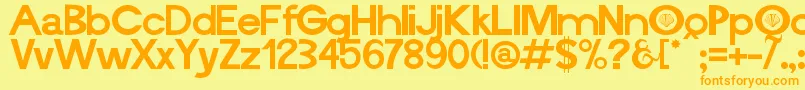 フォントVieira ffy – オレンジの文字が黄色の背景にあります。