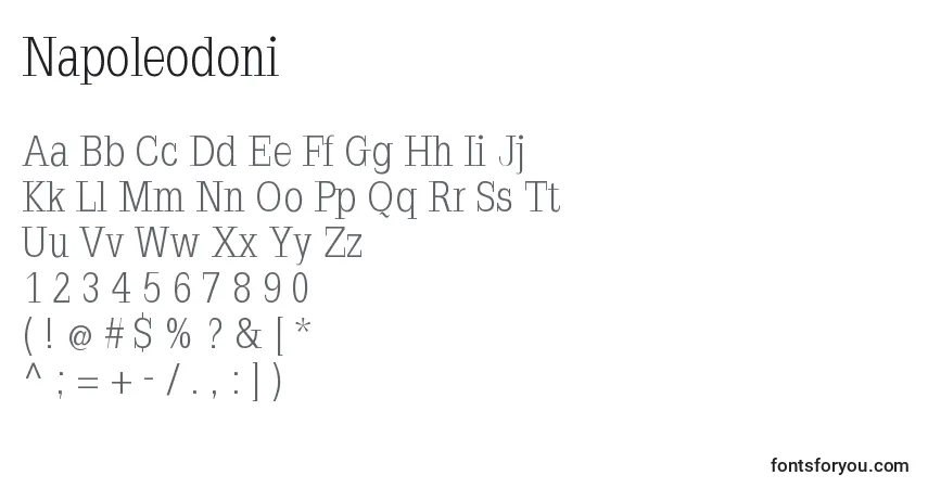 Napoleodoni-fontti – aakkoset, numerot, erikoismerkit
