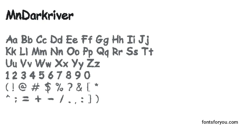 Шрифт MnDarkriver – алфавит, цифры, специальные символы