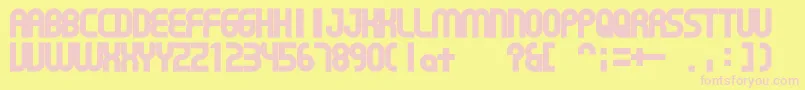 GearProportion-fontti – vaaleanpunaiset fontit keltaisella taustalla