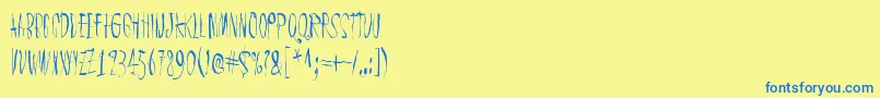ChicChakZubra-Schriftart – Blaue Schriften auf gelbem Hintergrund