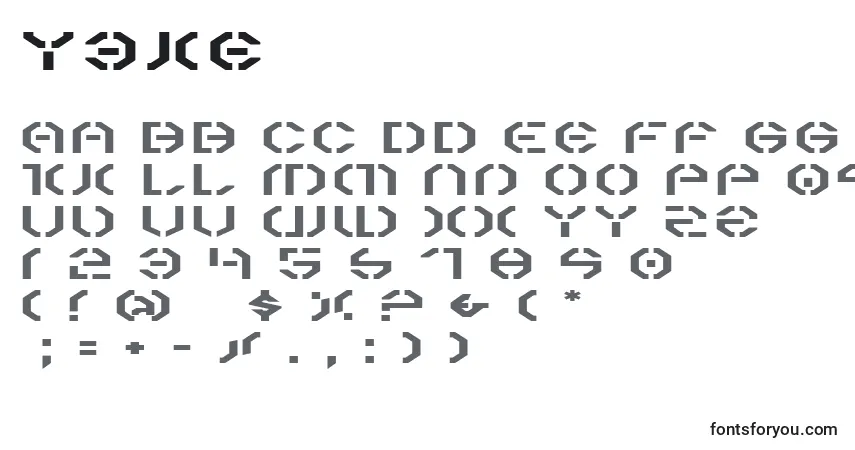 A fonte Y3ke – alfabeto, números, caracteres especiais