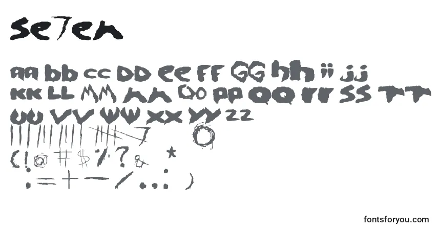 Czcionka Se7en – alfabet, cyfry, specjalne znaki