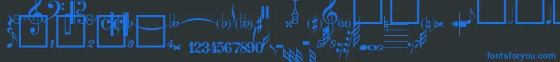 Spw-Schriftart – Blaue Schriften auf schwarzem Hintergrund