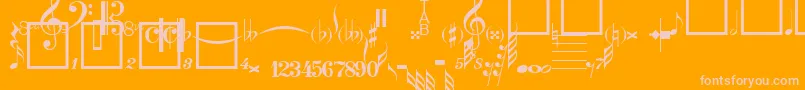 Spw-Schriftart – Rosa Schriften auf orangefarbenem Hintergrund