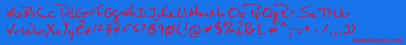 Lehn040 Font – Red Fonts on Blue Background