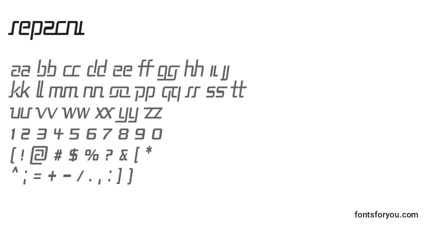 A fonte Rep2cni – alfabeto, números, caracteres especiais