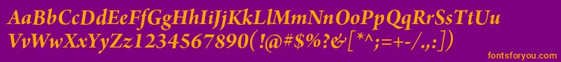 ArnoproBolditalic18pt Font – Orange Fonts on Purple Background