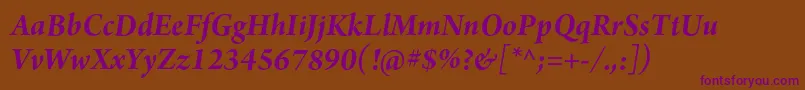 ArnoproBolditalic18pt Font – Purple Fonts on Brown Background